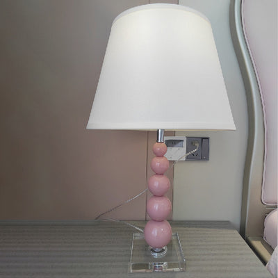 Modern Crystal Pink Beaded 1-Light Table Lamp