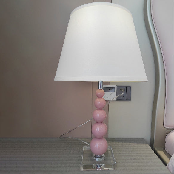 Modern Crystal Pink Beaded 1-Light Table Lamp