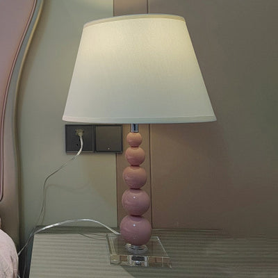 Modern Crystal Pink Beaded 1-Light Table Lamp
