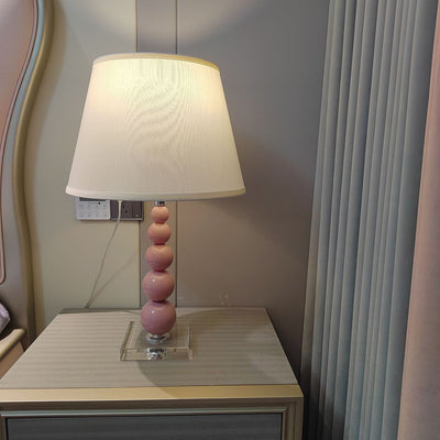 Modern Crystal Pink Beaded 1-Light Table Lamp