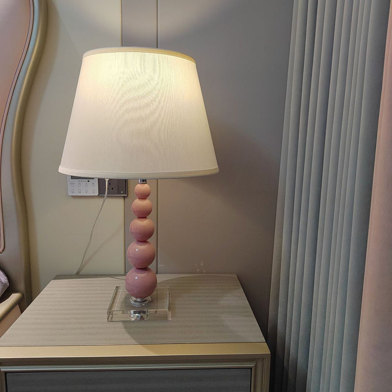 Modern Crystal Pink Beaded 1-Light Table Lamp