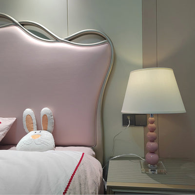 Modern Crystal Pink Beaded 1-Light Table Lamp