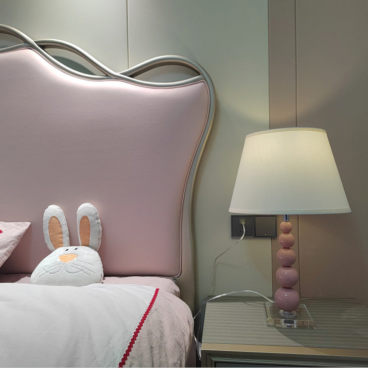 Modern Crystal Pink Beaded 1-Light Table Lamp