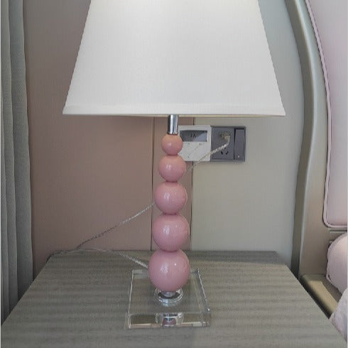 Modern Crystal Pink Beaded 1-Light Table Lamp