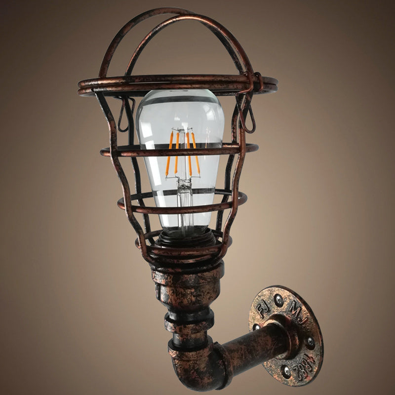 Zeitgenössische industrielle Eisen europäische Retro-Wasserrohr 1-Licht Wandleuchte 
