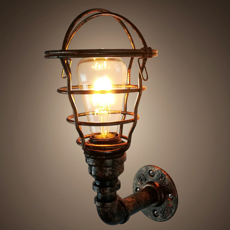 Zeitgenössische industrielle Eisen europäische Retro-Wasserrohr 1-Licht Wandleuchte 