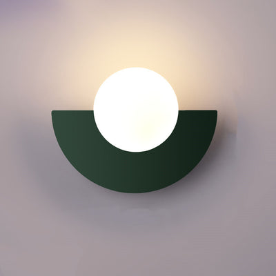 Conception moderne minimaliste en verre sphérique coloré demi-cercle appliqué murale 1 lumière 