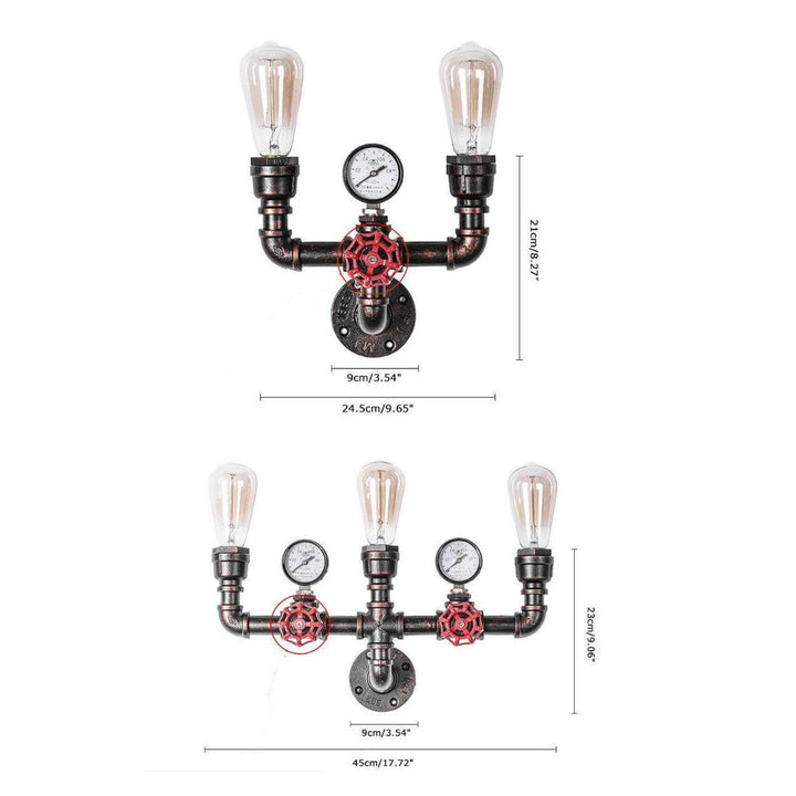 Industrielle Retro Kreative Metallrohr 2/3 Licht Wandleuchten 