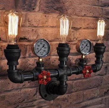 مصابيح حائط صناعية ريترو إبداعية بأنبوب معدني 2/3 ضوء 
