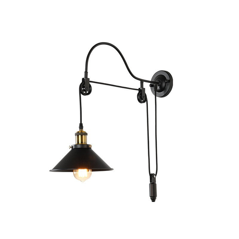 Lámpara de Aplique de Pared de Polea de 1 Luz de Hierro Forjado Industrial Retro 