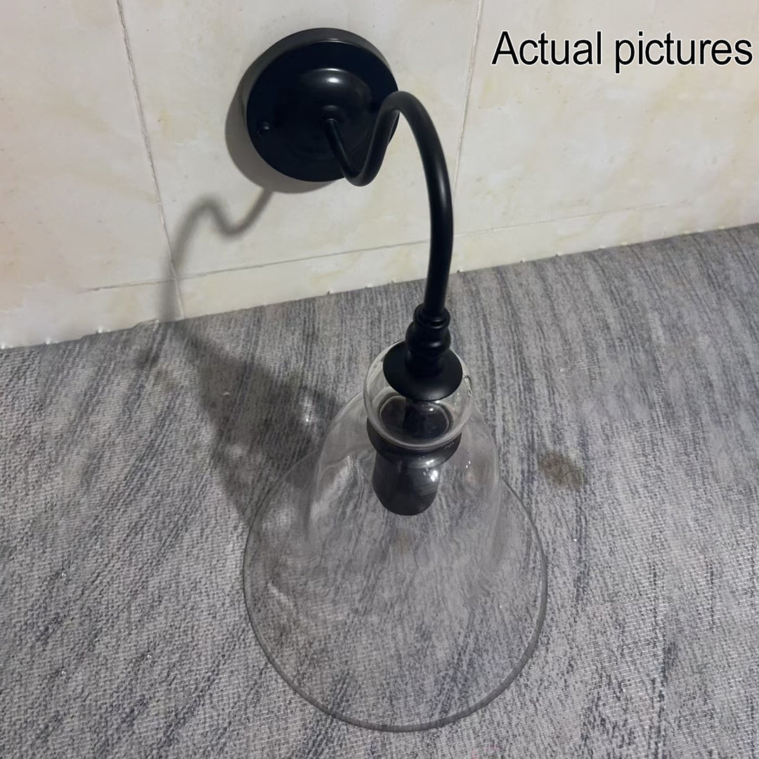 Vintage Industrial Clear Glass Bell 1-Light Wall Sconce Lamp