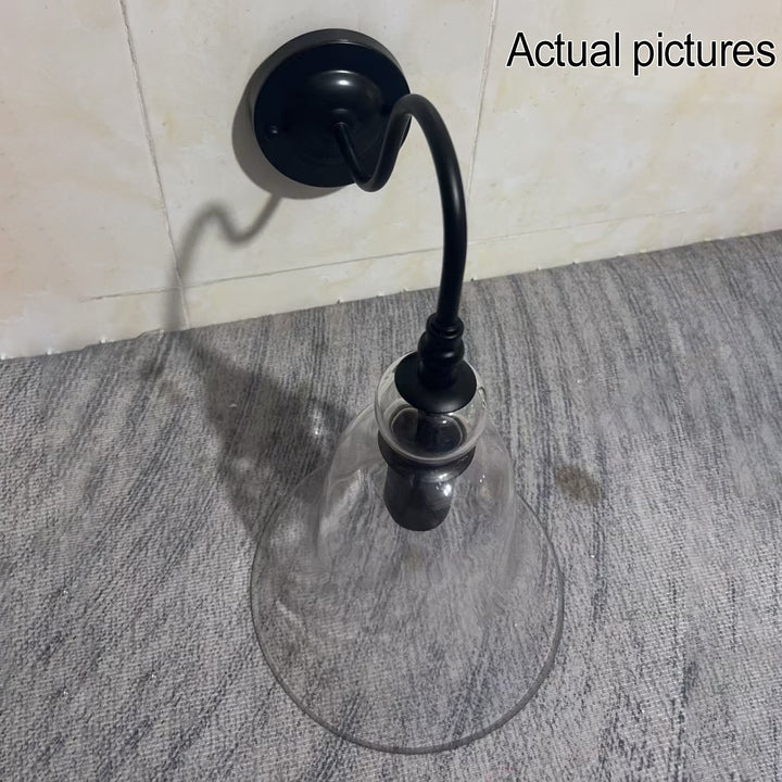 Vintage Industrial Clear Glass Bell 1-Light Wall Sconce Lamp