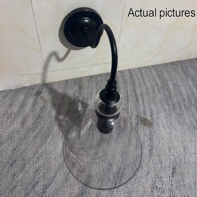 Vintage Industrial Clear Glass Bell 1-Light Wall Sconce Lamp