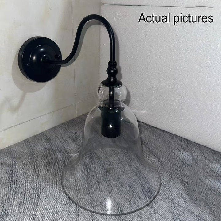 Vintage Industrial Clear Glass Bell 1-Light Wall Sconce Lamp
