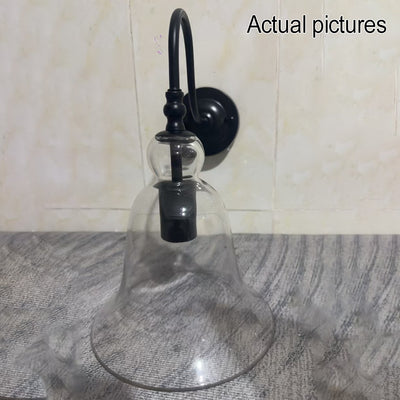 Vintage Industrial Clear Glass Bell 1-Light Wall Sconce Lamp