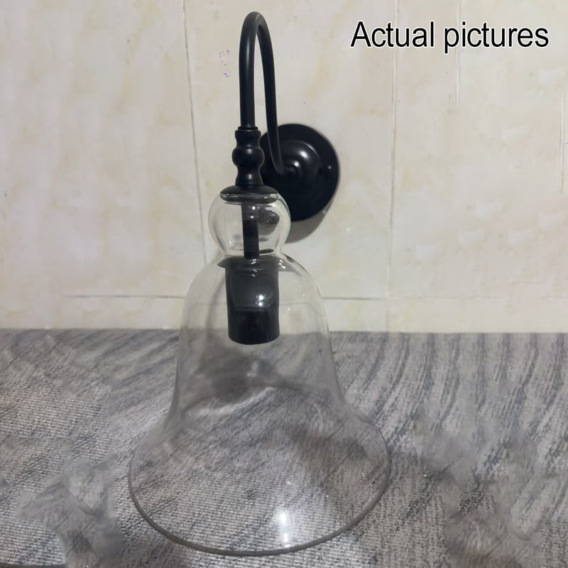 Vintage Industrial Clear Glass Bell 1-Light Wall Sconce Lamp