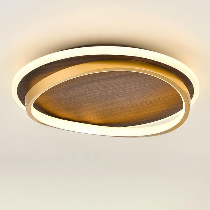 Nordischer minimalistischer runder LED-Deckenleuchte mit Walnussmaserung 