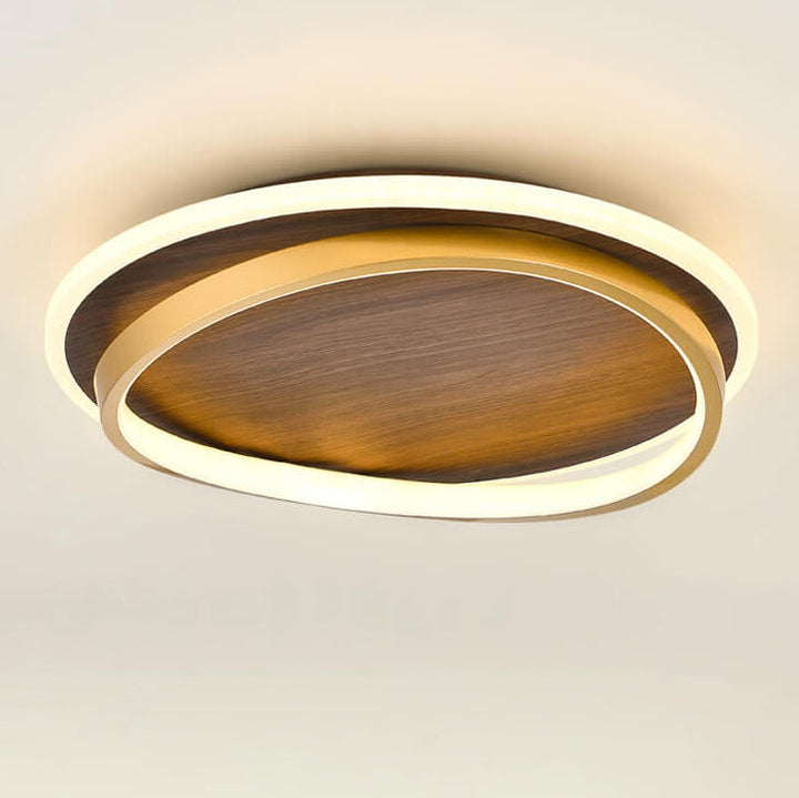 Nordischer minimalistischer runder LED-Deckenleuchte mit Walnussmaserung 