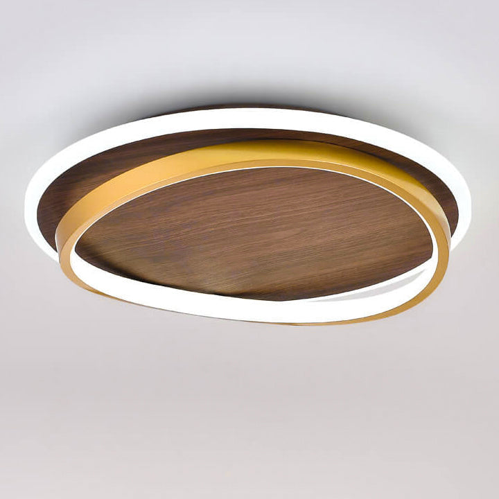 Nordischer minimalistischer runder LED-Deckenleuchte mit Walnussmaserung 