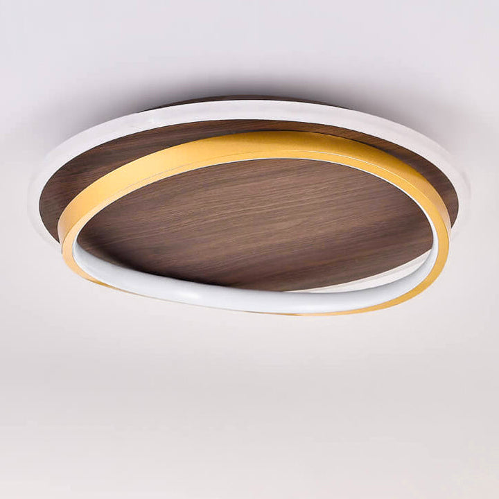 Nordischer minimalistischer runder LED-Deckenleuchte mit Walnussmaserung 