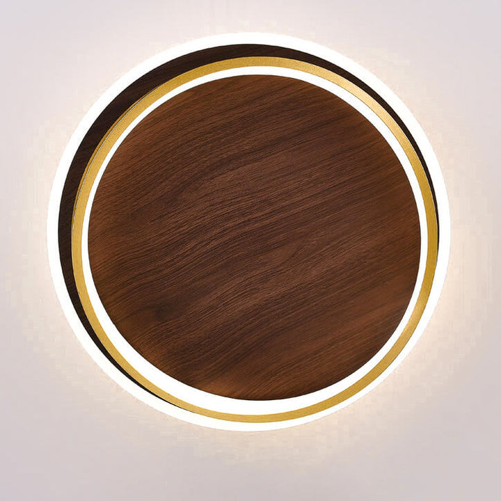 Nordischer minimalistischer runder LED-Deckenleuchte mit Walnussmaserung 