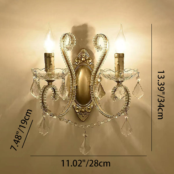 Applique murale européenne vintage en cristal candélabre 1/2 lumière 