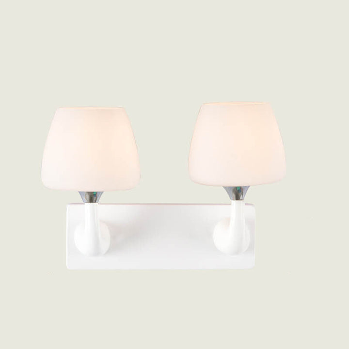 Nordic Minimalist White Iron Glass Cup Shade 1/2 Light Wall Sconce Lamp