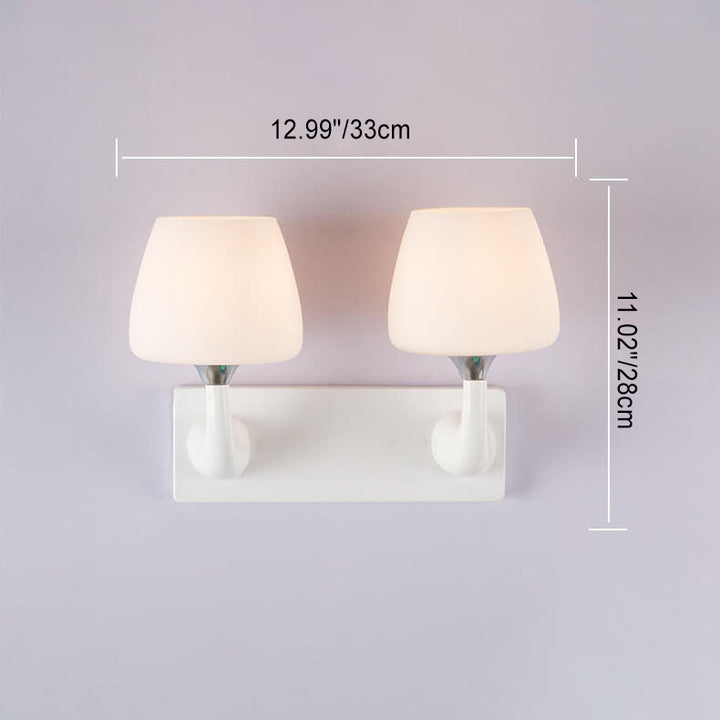 Nordic Minimalist White Iron Glass Cup Shade 1/2 Light Wall Sconce Lamp