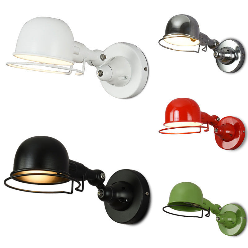 Lámpara de Aplique de Pared Ajustable de 1 Luz de Cúpula de Hierro Vintage Industrial 