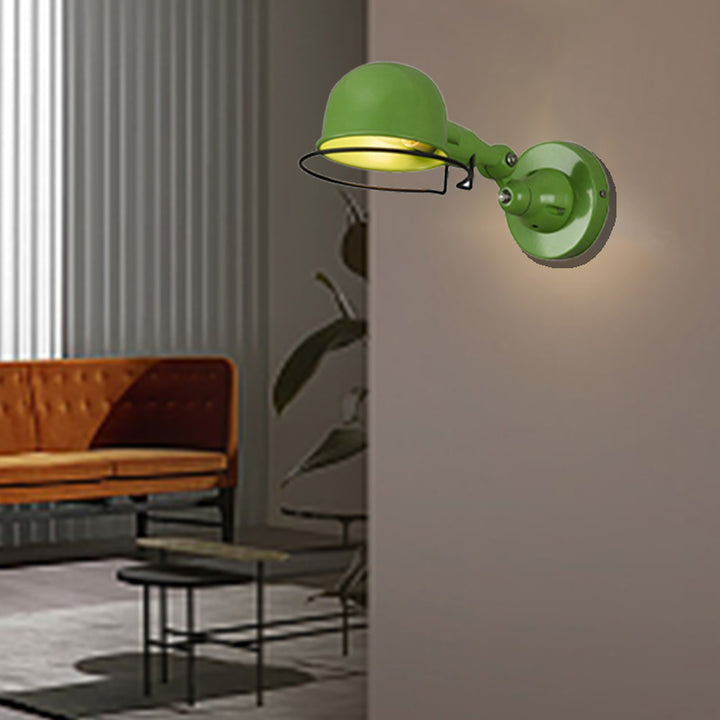 Lámpara de Aplique de Pared Ajustable de 1 Luz de Cúpula de Hierro Vintage Industrial 