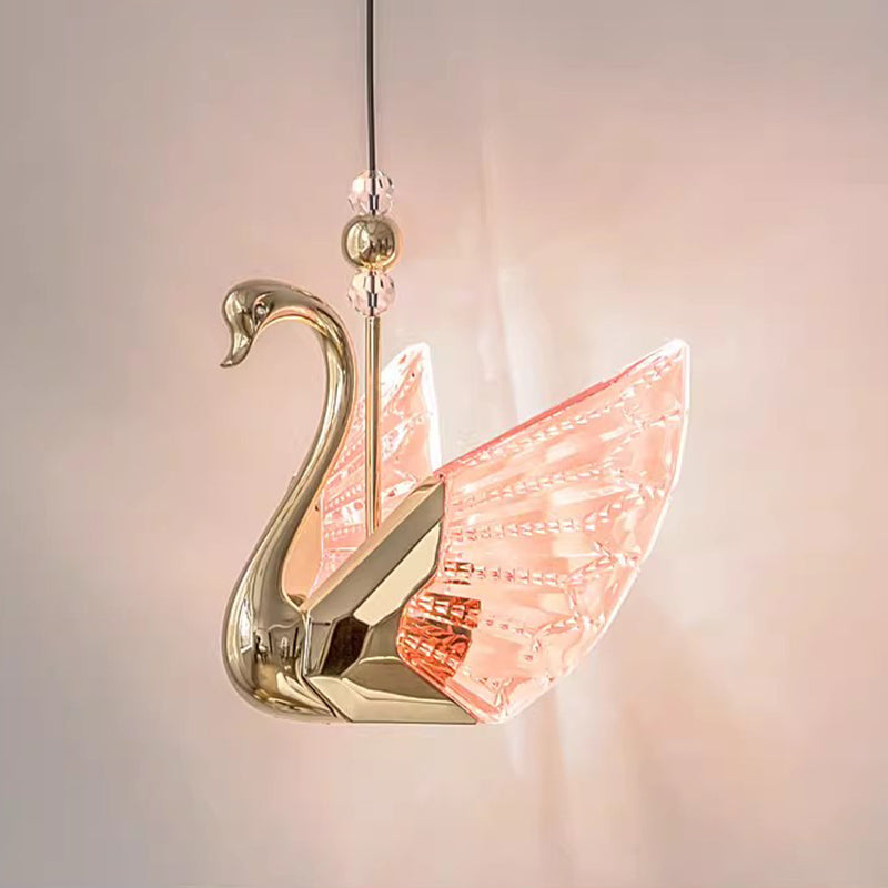 Moderna lámpara colgante LED de lujo acrílico con forma de cisne 