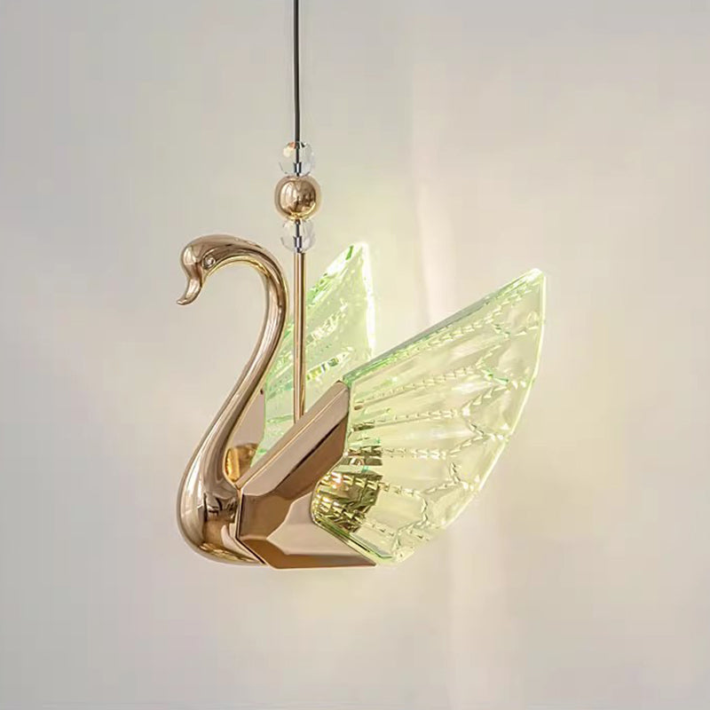 Moderna lámpara colgante LED de lujo acrílico con forma de cisne 