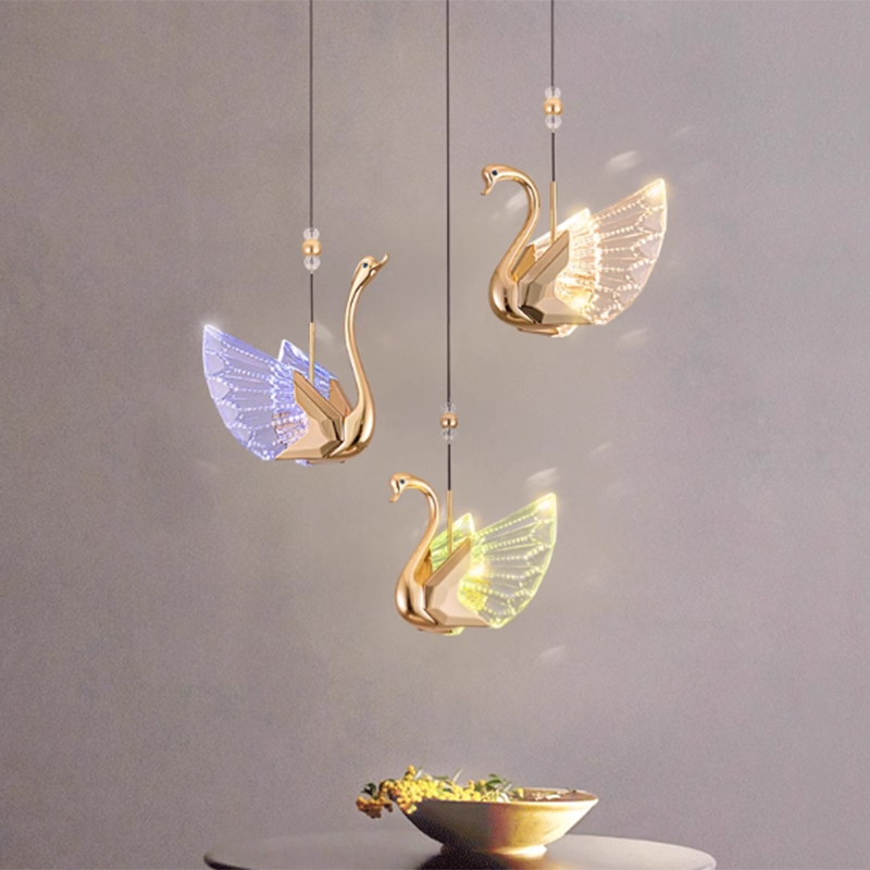 Moderna lámpara colgante LED de lujo acrílico con forma de cisne 