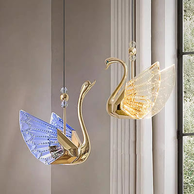 Moderna lámpara colgante LED de lujo acrílico con forma de cisne 