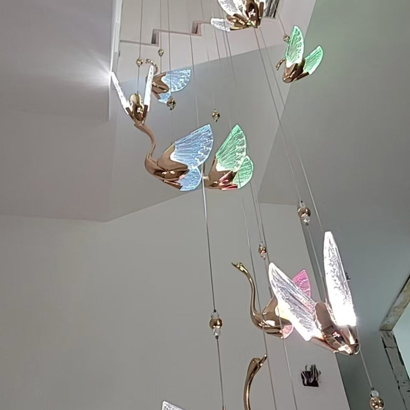 Moderna lámpara colgante LED de lujo acrílico con forma de cisne 
