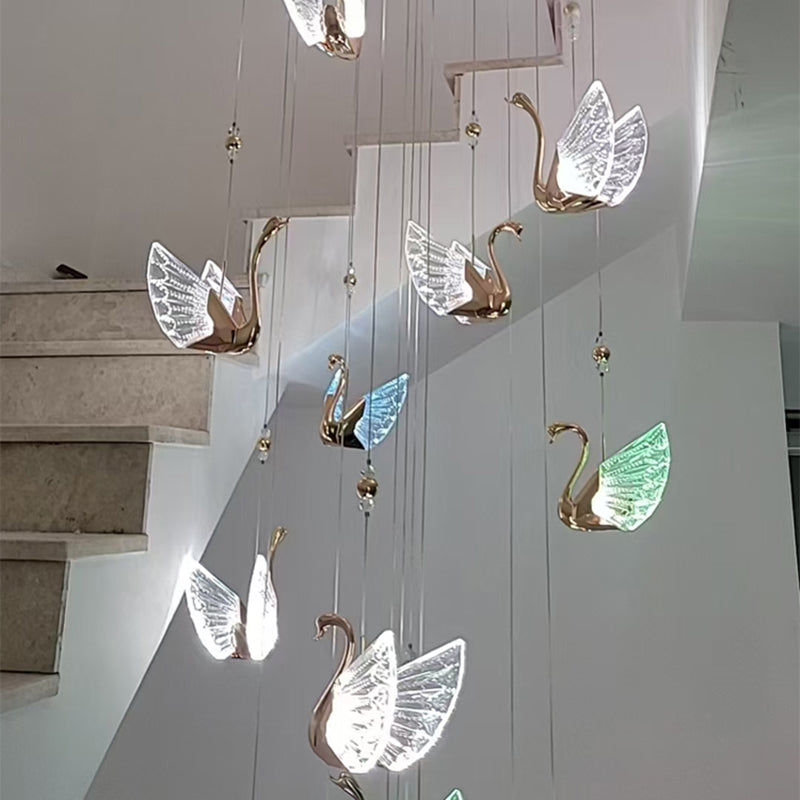 Lustre LED en forme de cygne en acrylique moderne et luxueux 