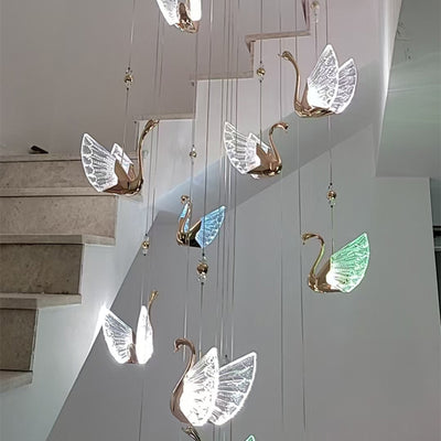 Moderna lámpara colgante LED de lujo acrílico con forma de cisne 