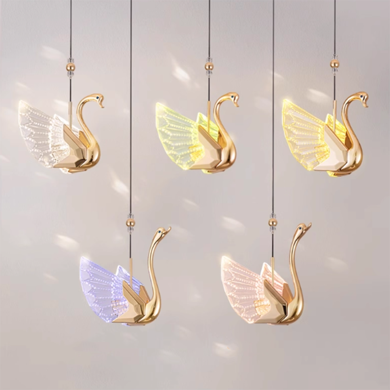 Lustre LED en forme de cygne en acrylique moderne et luxueux 