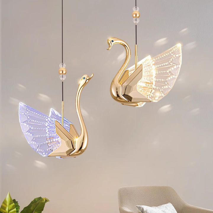 Lustre LED en forme de cygne en acrylique moderne et luxueux 