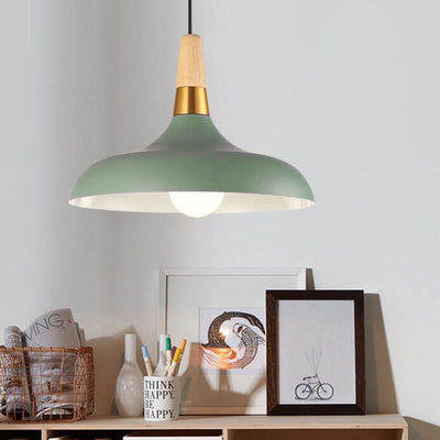 Nordic Macaron Barn Hardware Wood 1-Light Pendant Light