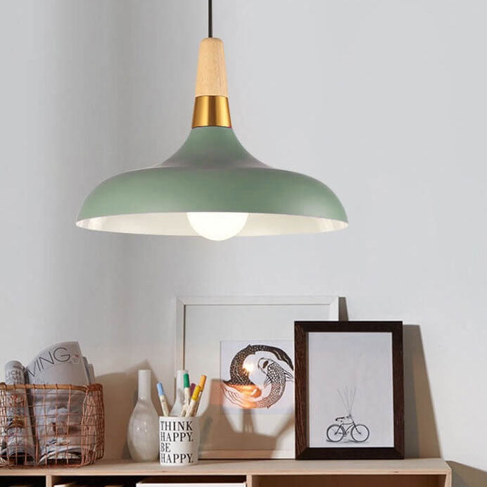 Nordic Macaron Barn Hardware Wood 1-Light Pendant Light