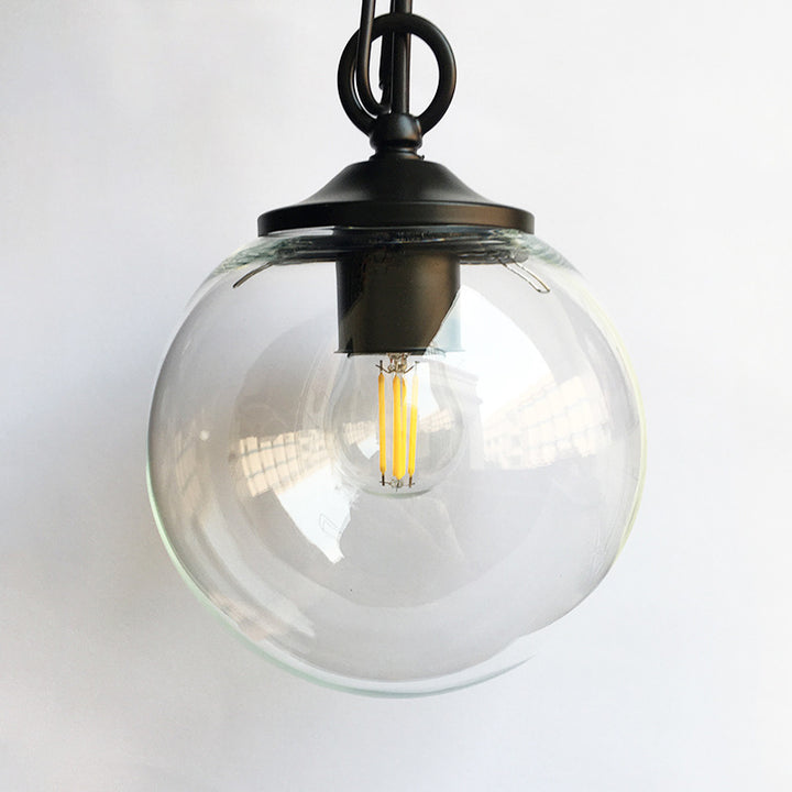 Contemporary Industria Clear Glass Iron Orb 1-Light Pendant Light For Living Room
