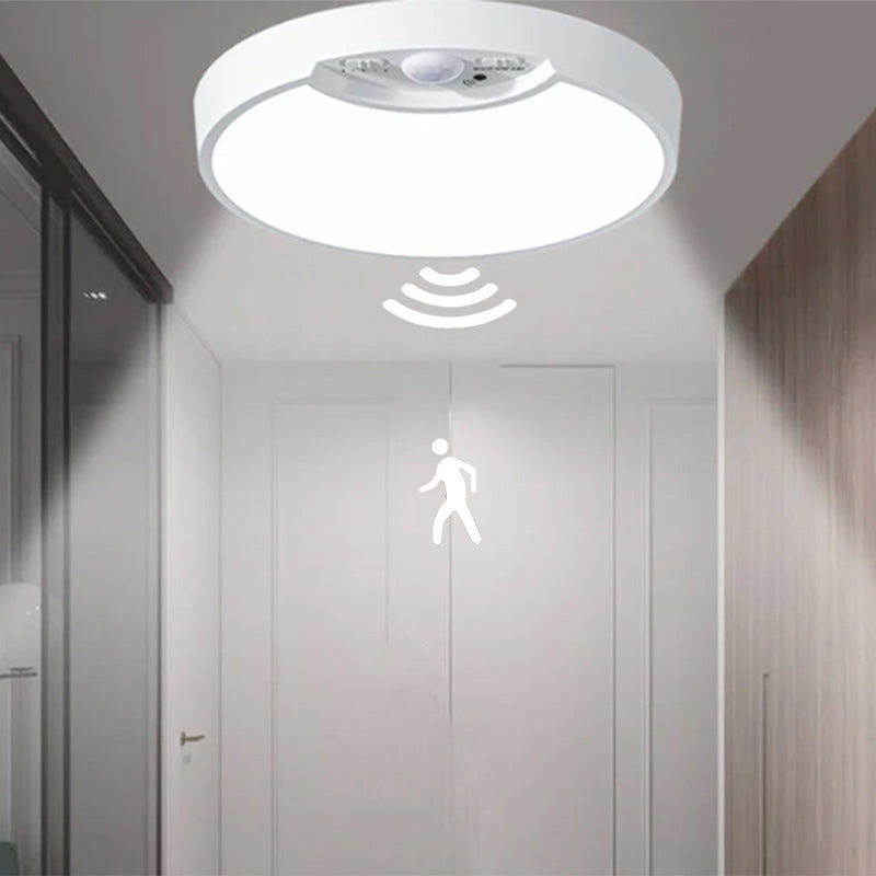 Modern Minimalist White Round ABS Motion Sensor LED Flush Mount Ceiling Light For Living Room