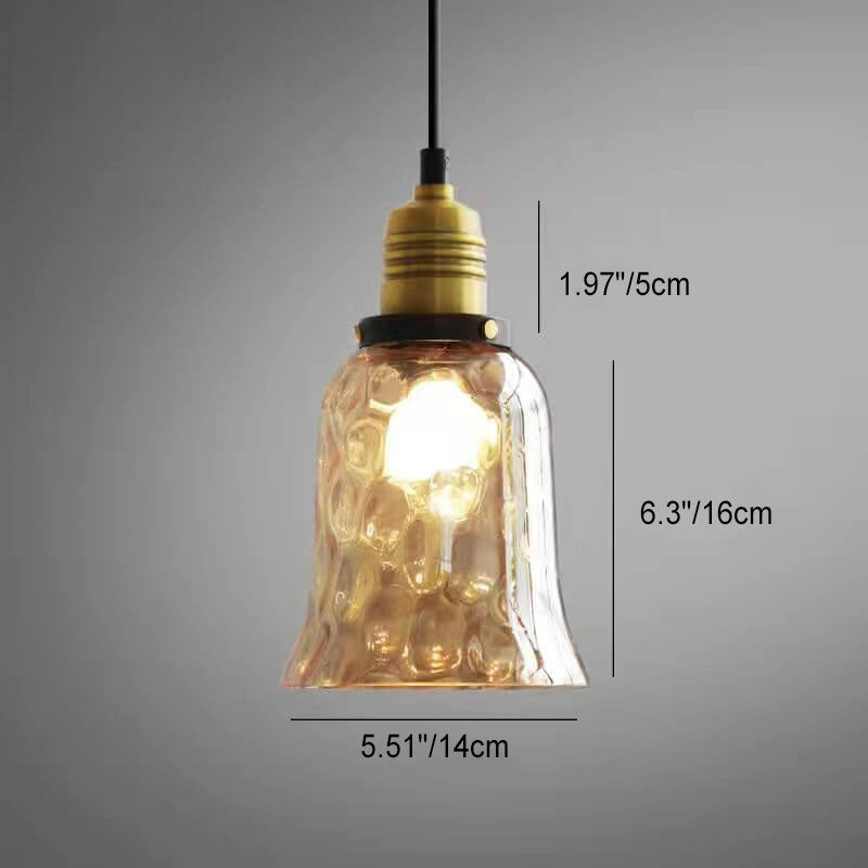 Contemporary Nordic Amber Water Pattern Aluminum Glass Dome 1-Light Pendant Light For Living Room
