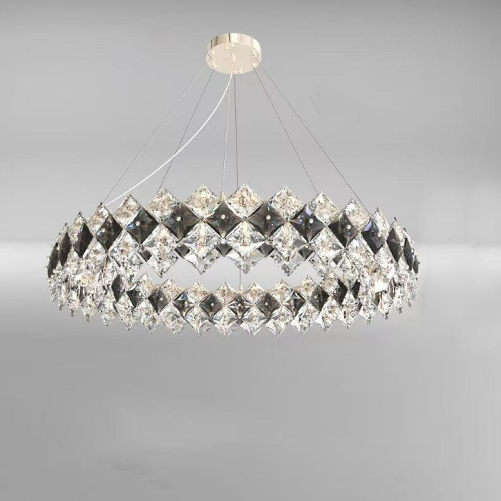 Modern Luxury Crystal Circle Plated Hardware 4/6/8/12/14 Light Chandelier For Living Room