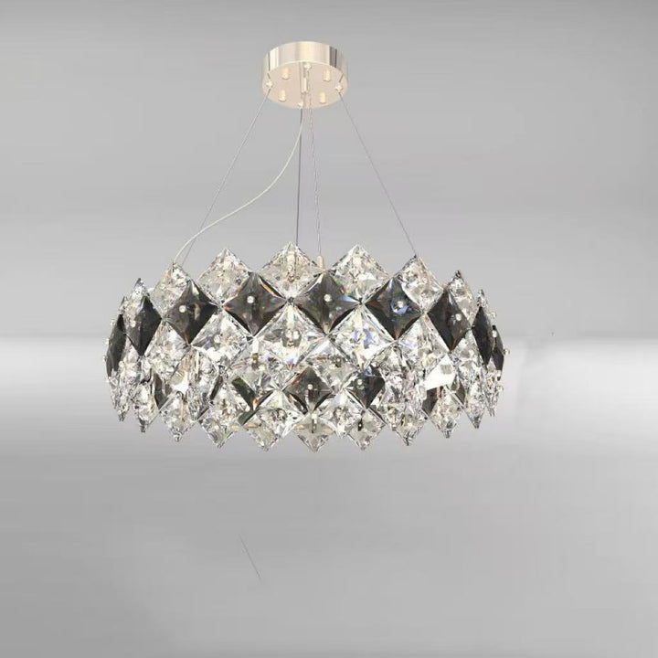 Modern Luxury Crystal Circle Plated Hardware 4/6/8/12/14 Light Chandelier For Living Room