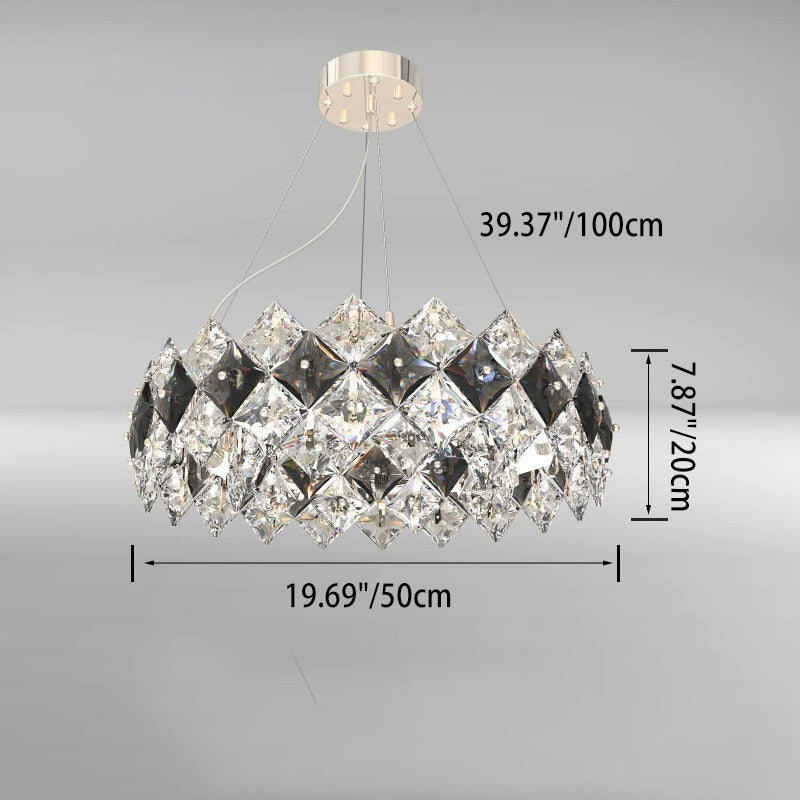 Modern Luxury Crystal Circle Plated Hardware 4/6/8/12/14 Light Chandelier For Living Room