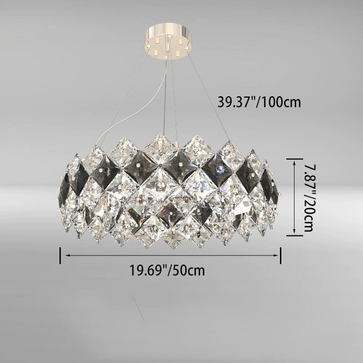 Modern Luxury Crystal Circle Plated Hardware 4/6/8/12/14 Light Chandelier For Living Room
