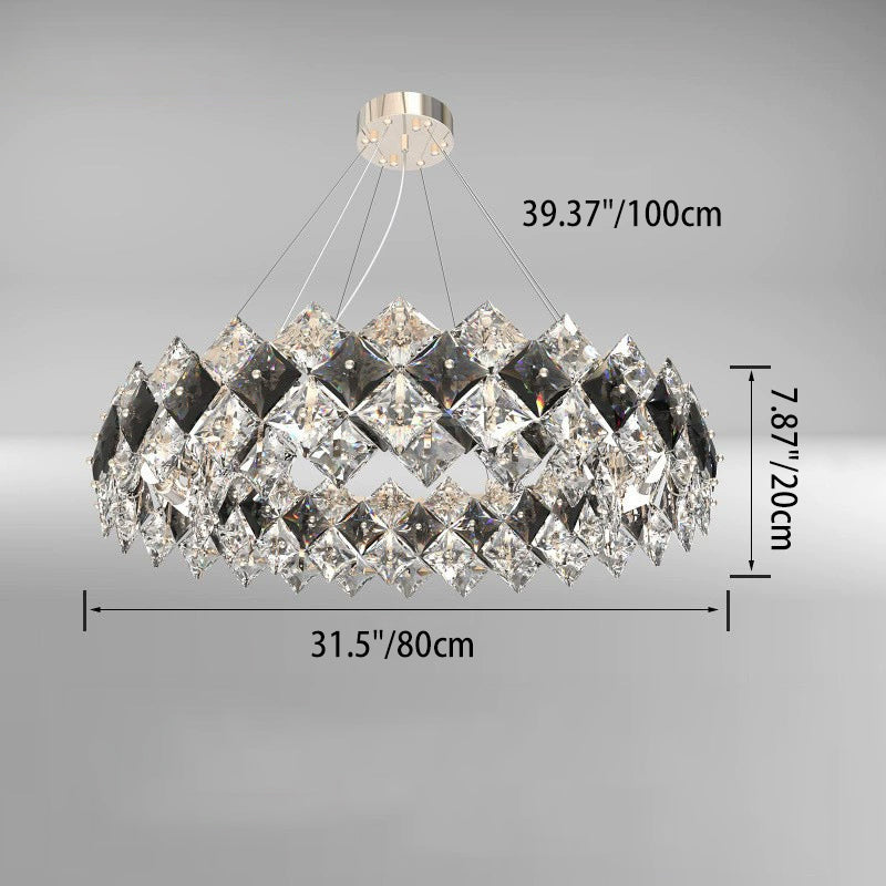 Modern Luxury Crystal Circle Plated Hardware 4/6/8/12/14 Light Chandelier For Living Room