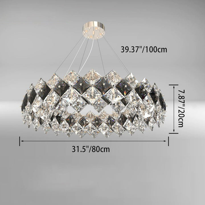 Modern Luxury Crystal Circle Plated Hardware 4/6/8/12/14 Light Chandelier For Living Room